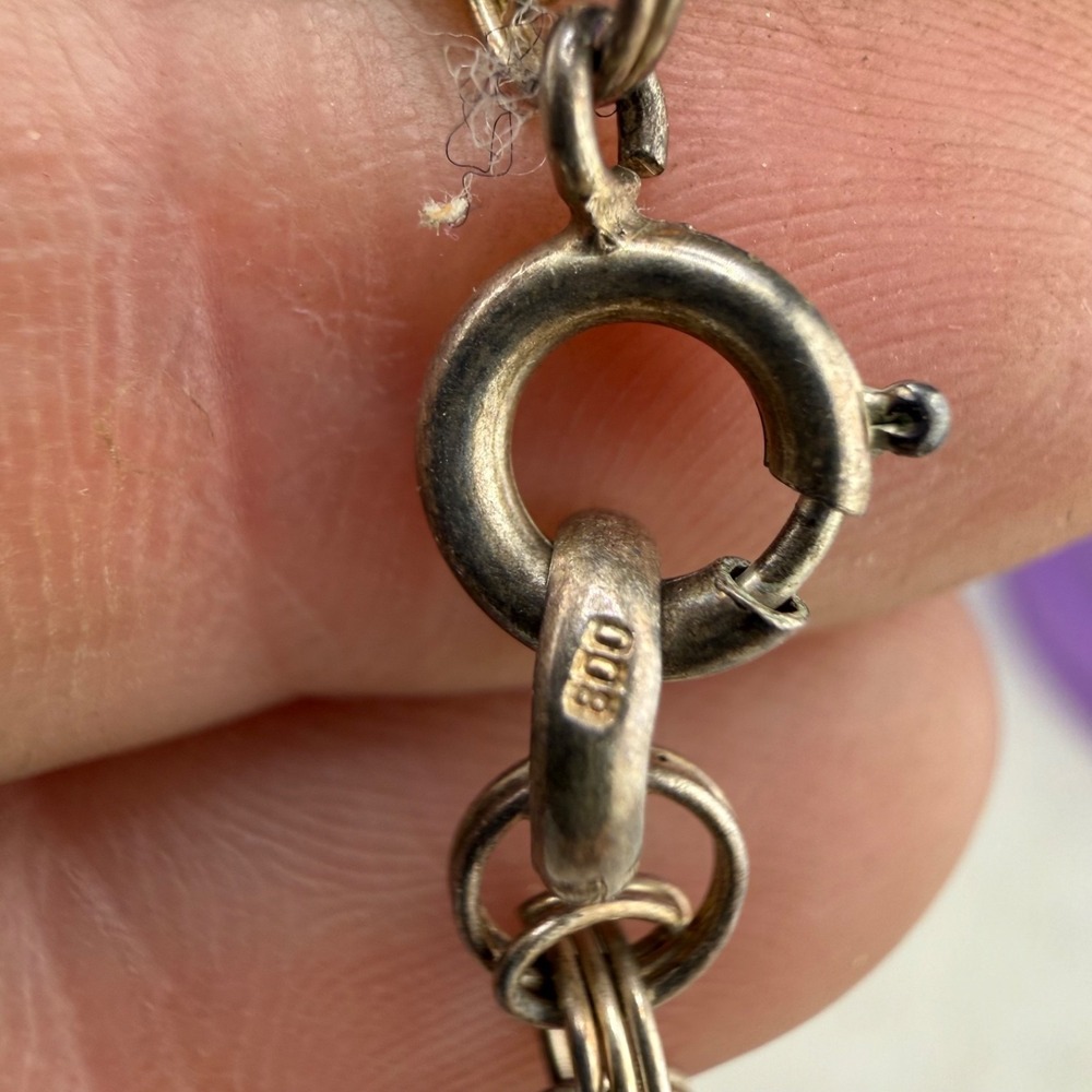 Vintage Signed 800 Silver Charm Bracelet Travel 8" - Picture 8 of 11